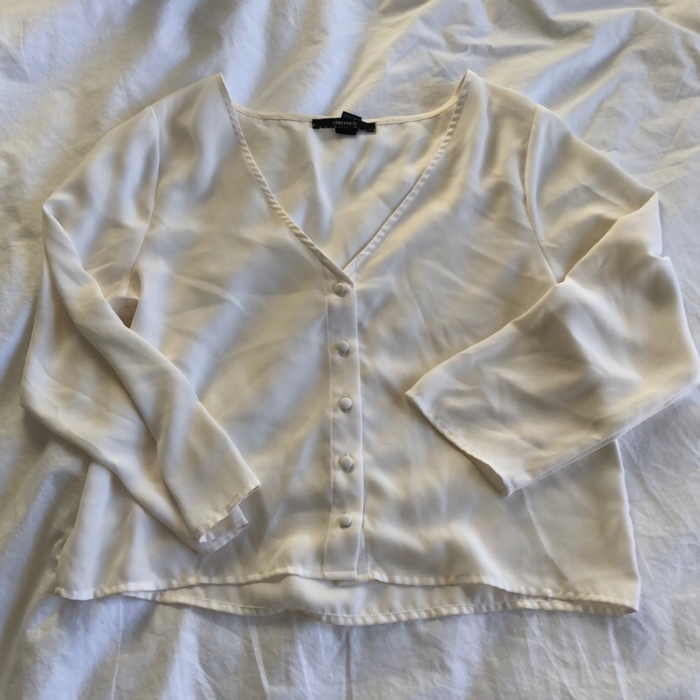 Forever 21 cream button down blouse